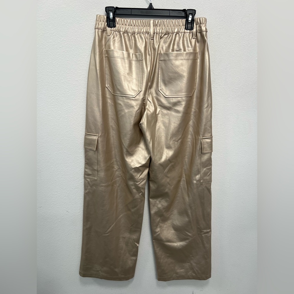 NWOT - Madden NYC Gold Faux Leather Cargo Pants High Rise Size M - Picture 4 of 4